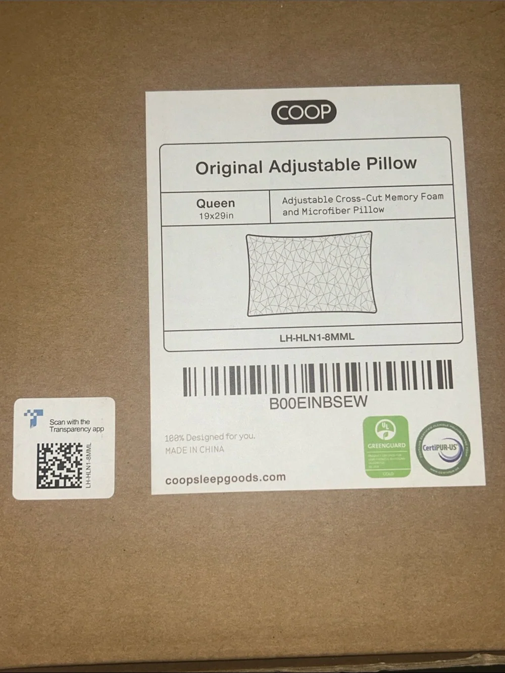 COOP original adjustable pillow Queen NEW + 1 Oomph
